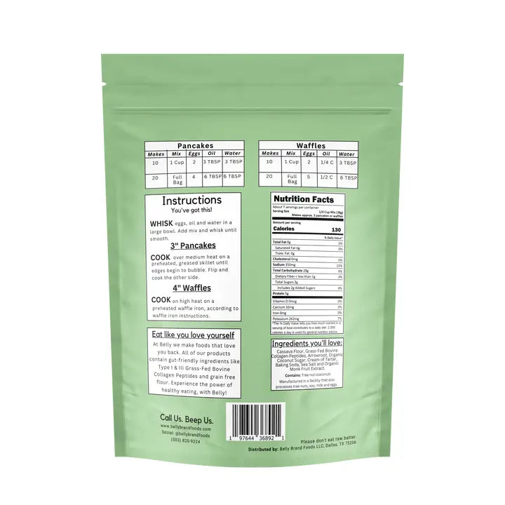 BELLY PANCAKE & WAFFLE MIX NON-GMO DAIRY + GLUTEN FREE